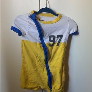 Yellow and white jumpsuit